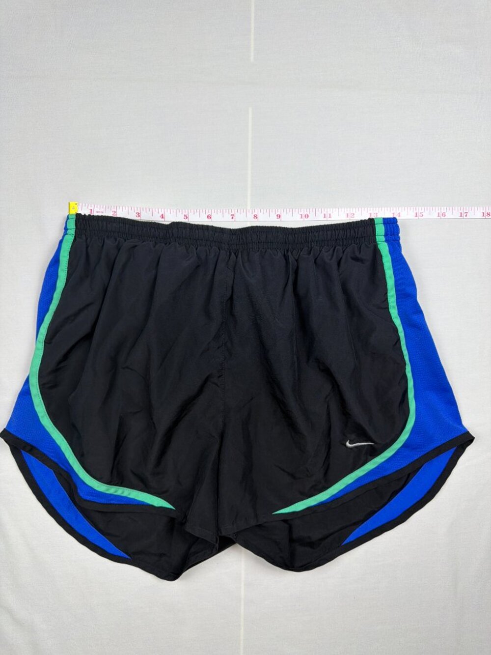 Nike Dri-FIT Running Shorts Womens Large Blue Black Lined Athletic Workout - Picture 9 of 12